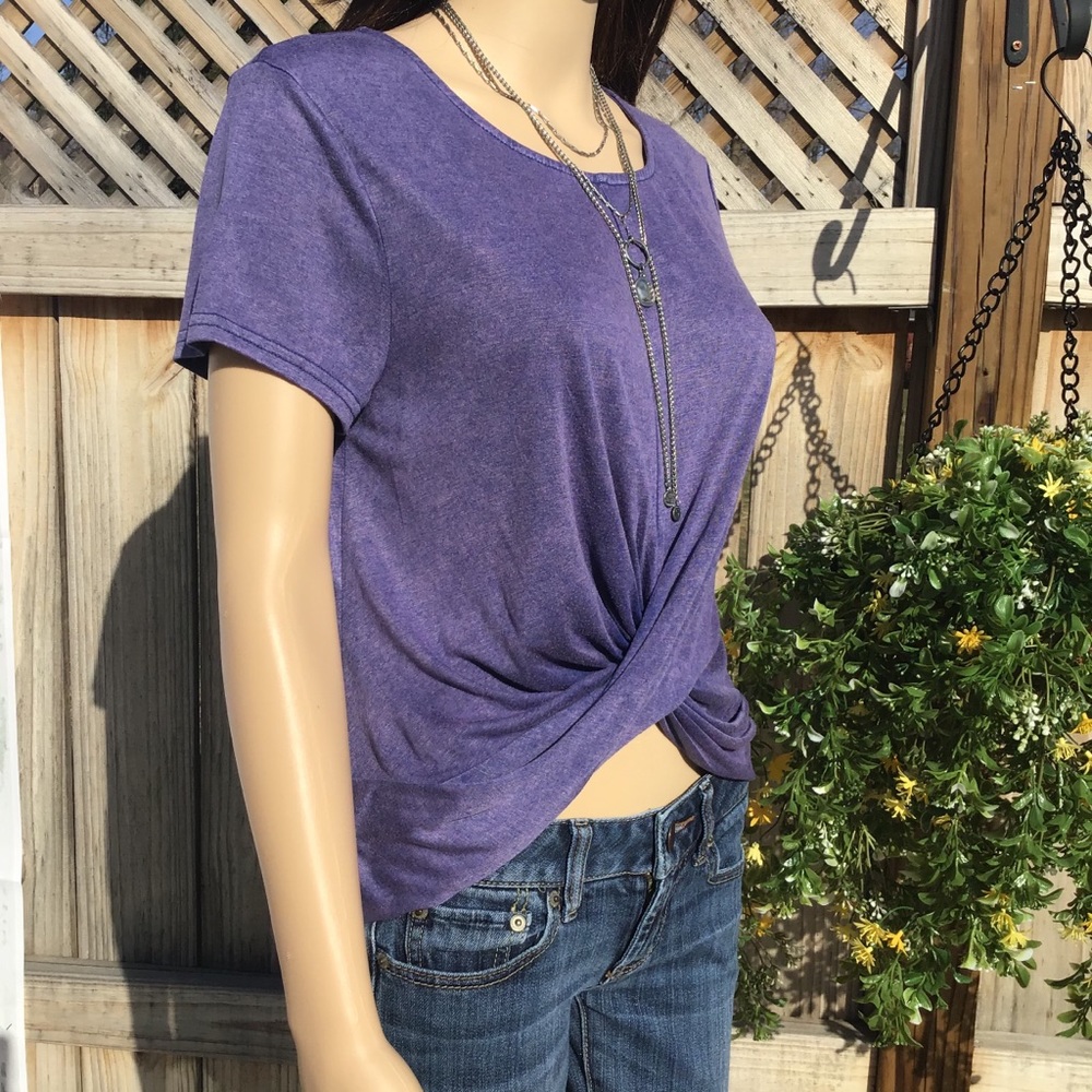 PURPLE TEE SHIRT SOFT TOP FRONT CRISS CROSS - Picture 12 of 13